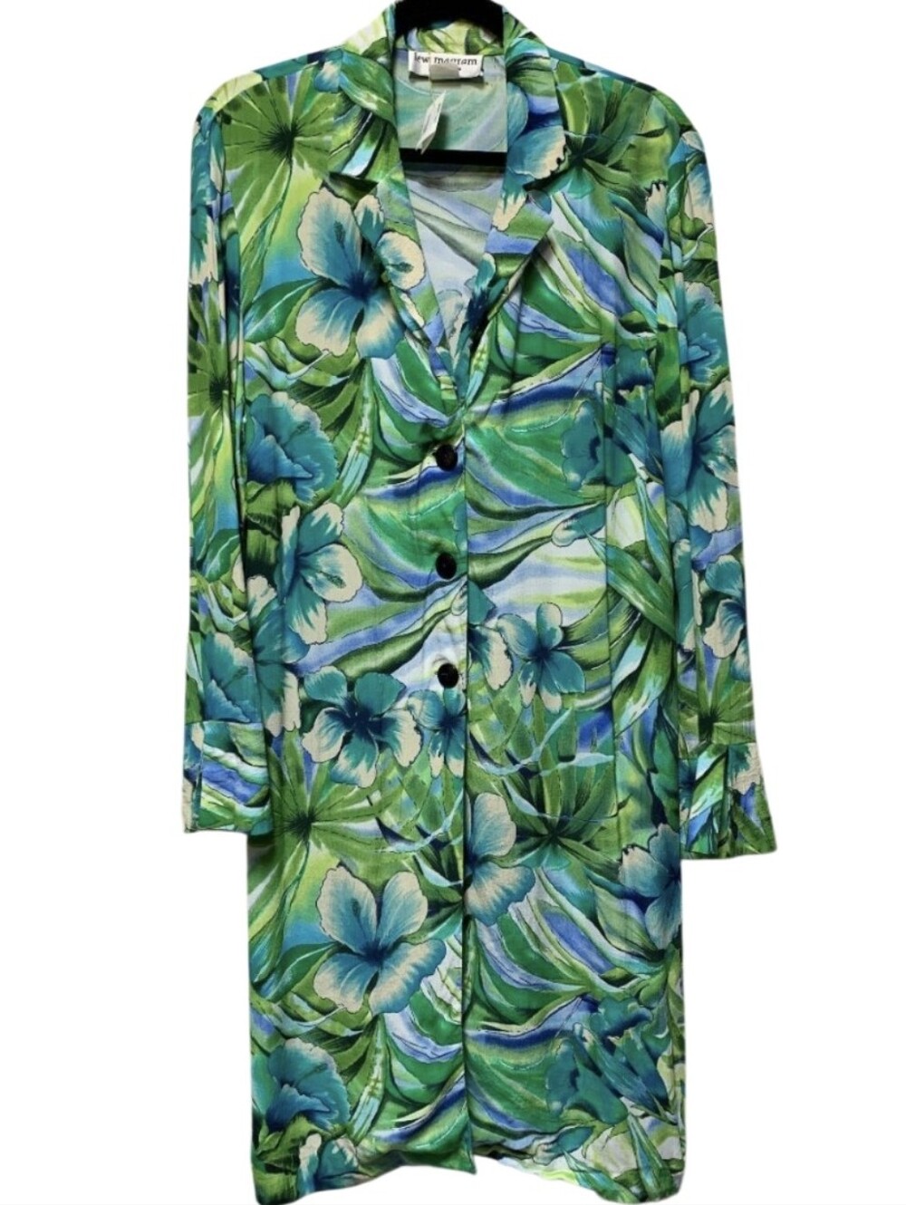LEW MAGRAM hibiscus aloha Duster Jacket.  Sz 16